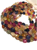 13" Multi Sapphire Beads, Multi Color Sapphire Beads, Natural Faceted Sapphire Gemstone Beads, AAA Quality Beads, 7x6mm - 9x7mm