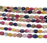 13" Multi Sapphire Beads, Multi Color Sapphire Beads, Natural Faceted Sapphire Gemstone Beads, AAA Quality Beads, 7x6mm - 9x7mm