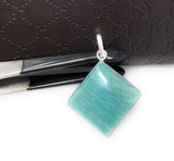 Amazonite Gemstone Pendant, Sterling Silver Pendant, Natural Gemstone Pendant, Jewelry Supplies for DIY Jewelry Making, 42x30.15mm