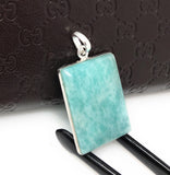 Amazonite, Amazonite Pendant, Gemstone Pendant, Silver Pendant, Sterling Silver Pendant, Natural Gemstone Pendant, Blue Pendant, 41.25x22mm