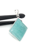 Amazonite Gemstone Pendant, Sterling Silver Pendant, Natural Gemstone Pendant, Jewelry Supplies for DIY Jewelry Making, 42x30.15mm