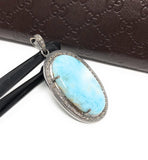 Larimar Pendant, Gemstone Pendant, Silver Pendant, Natural Larimar, Diamond Pendant, Pave Diamond Pendant, Sterling Silver Pendant, DIY