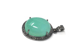 Chrysoprase Pendant, Gemstone Pendant, Silver Pendant, Chrysoprase Diamond Pendant, Pave Diamond Pendant, Sterling Silver Pendant