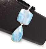 Larimar Pendant, Natural Gemstone Jewelry, Sterling Silver Pendant, Bohemian Jewelry, Jewelry Supplies, Gifts for Her, 85.7mm x 31.75mm