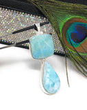 Larimar Pendant, Natural Gemstone Jewelry, Sterling Silver Pendant, Wholesale Jewelry Supplies, Bohemian Jewelry, Gifts for Her, 76mm x 27mm
