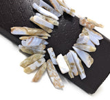 Blue Lace Agate Beads - Rough Polished, Natural Gemstone Beads, Jewelry Supplies for Jewelry Making, Wholesale Beads, 8" Strand