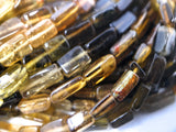 Natural Petro Tourmaline Beads, Gemstone Beads, Shaded Tourmaline Brick Beads, Wholesale Bulk Beads, AAA Quality, 13" Strand