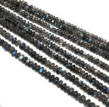 Labradorite Gemstone Beads - Blue Flash Smooth Labradorite Beads, Bulk Wholesale Beads for Jewelry Making, 7-8mm, 16" Strand