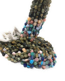 Natural Multi Stone Gemstone Coin Beads, Mix Stone Gemstone Beads, Bulk Wholesale Beads for Jewelry Making, 7-9mm, 14.5" Strand