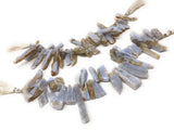 Blue Lace Agate Beads - Rough Polished, Natural Gemstone Beads, Jewelry Supplies for Jewelry Making, Wholesale Beads, 8" Strand