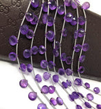 Natural Amethyst Gemstone Beads, Amethyst Briolette Beads, Jewelry Supplies for Jewelry Making, Bulk Wholesale Beads, 8" Strand