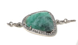Emerald Bracelet, Natural Emerald Pave Diamond Bracelet, Sterling Silver Adjustable Bolo Bracelet, Gemstone Bracelet, Jewelry Gifts for Her