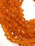 Carnelian Gemstone Beads, Natural Carnelian Trillion Shape Briolette Beads, Jewelry Supplies Bulk Wholesale Beads, 8-10mm, 8" Strand