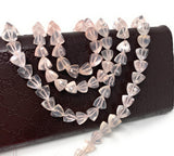 8" Rose Quartz Trillion Shape Briolette Gemstone Beads, Wholesale Bulk Beads, AAA Quality, 8mm-9mm