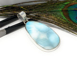 Larimar Pendant, Gemstone Pendant, Bohemian Jewelry, Sterling Silver Pendant, Natural Gemstone Pendant, 53.75 X 28.15mm