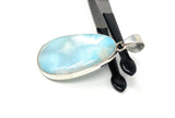 Larimar Pendant, Gemstone Pendant, Bohemian Jewelry, Sterling Silver Pendant, Natural Gemstone Pendant, 53.75 X 28.15mm