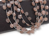 Natural Chocolate Moonstone Beads - Side Drilled, Gemstone Beads, Jewelry Supplies for Jewelry Making, Wholesale Beads, 8"Strand