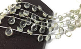 Green Amethyst Gemstone Beads, Prasiolite Beads, Natural Green Amethyst Briolette Beads, Bulk Wholesale Gemstone Beads, 8" Strand