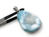 Larimar Pendant, Gemstone Pendant, Bohemian Jewelry, Sterling Silver Pendant, Natural Gemstone Pendant, 60mm x 35mm