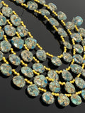 Mohave Neon Apatite Copper Turquoise Beads, Gemstone Beads, Healing Crystal, Apatite Beads, Jewelry Supplies, Bulk Beads, 8" Strand- 17 Pcs