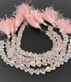 8" Rose Quartz Trillion Shape Briolette Gemstone Beads, Wholesale Bulk Beads, AAA Quality, 8mm-9mm