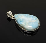 Larimar Pendant, Gemstone Pendant, Bohemian Jewelry, Sterling Silver Pendant, Natural Gemstone Pendant, 51.75mm X 26.85mm
