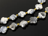 Dendrite Beads - Flower Shape, Gemstone Beads, Jewelry Supplies forJewelry Making, Bulk Beads, 8" Strand