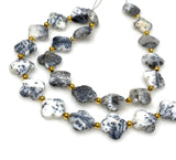 Dendrite Beads - Flower Shape, Gemstone Beads, Jewelry Supplies forJewelry Making, Bulk Beads, 8" Strand