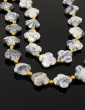 Dendrite Beads - Flower Shape, Gemstone Beads, Jewelry Supplies forJewelry Making, Bulk Beads, 8" Strand