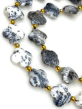 Dendrite Beads - Flower Shape, Gemstone Beads, Jewelry Supplies forJewelry Making, Bulk Beads, 8" Strand