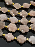 Natural Chocolate Moonstone Beads - Flower Shape, Gemstone Beads, Jewelry Supplies for Jewelry Making, Wholesale Beads, 8" Strand
