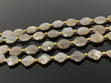 Gray Brown Moonstone Beads - Flower Shape , Gemstone Beads, Jewelry Supplies for Jewelry Making, Wholesale Beads, Bulk Beads, 8” Strand