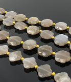 Gray Brown Moonstone Beads - Flower Shape , Gemstone Beads, Jewelry Supplies for Jewelry Making, Wholesale Beads, Bulk Beads, 8” Strand