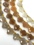 Moonstone Beads - Flower Shape, Gemstone Beads, Jewelry Supplies for Jewelry Making, Wholesale Beads, Bulk Beads, 8”Str/ 15 Pcs