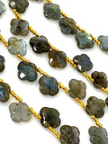 Labradorite Beads - Flower Shape, Gemstone Beads, Wholesale Bulk Beads, Jewelry Supplies for Jewelry Making, 8” Strand
