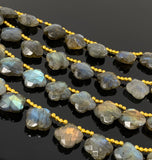 Labradorite Beads - Flower Shape, Gemstone Beads, Wholesale Bulk Beads, Jewelry Supplies for Jewelry Making, 8” Strand