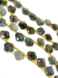 Labradorite Beads - Flower Shape, Gemstone Beads, Wholesale Bulk Beads, Jewelry Supplies for Jewelry Making, 8” Strand