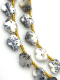 Dendrite Beads - Flower Shape, Gemstone Beads, Jewelry Supplies forJewelry Making, Bulk Beads, 8" Strand