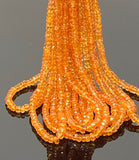 16.5” Natural Orange Songea Sapphire Gemstone Beads - Micro Faceted AAA+ Quality, Gemstone Beads, 2.5mm - 3.5mm