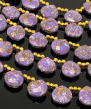 Mohave Turquoise Beads, Purple Copper Turquoise Gemstone Beads, Wholesale Bulk Beads for DIY Jewelry Making, Jewelry Supplies, 8" Strand
