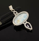 Natural Larimar, Garnet and Amethyst Gemstone Pendant, Sterling Silver Jewelry, Larimar Pendant, Amethyst Pendant, Bohemian Jewelry