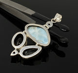 Gemstone Pendant - Larimar, Prasiolite, Garnet, Smokey Quartz and Lemon Quartz, Bohemian Jewelry, Larimar Pendant, Sterling Silver Jewelry