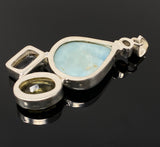 Gemstone Pendant - Larimar, Smokey Quartz and Lemon Quartz, Bohemian Jewelry, Larimar Pendant, Sterling Silver Jewelry