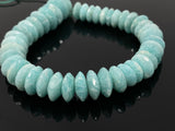 Amazonite Gemstone Beads - German Cut, Amazonite Saucer Beads, Bulk Wholesale Beads, Amazonite Disc Beads, 10-15mm, 8" Strand