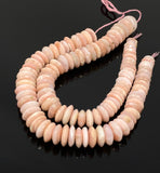 8" Natural Pink Opal Gemstone Beads, German Cut Pink Opal Saucer Beads, Bulk Wholesale Beads, 8-14mm