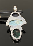 Silver Gemstone Pendant: Larimar, Emerald and Blue Sapphire, Spiritual Healing Crystal Pendant, Chakra Jewelry, Birthstone Jewlery Gifts