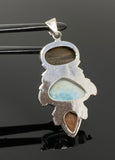 Gemstone Pendant - Larimar, Sunstone and Labradorite, Wire Wrapped Pendant, Silver Jewelry Gifts for Her, Bohemian Jewelry