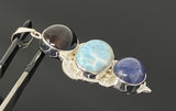 Gemstone Pendant - Larimar, Cats Eye and Tanzanite, Wire Wrapped Pendant, Silver Jewelry Gifts for Her, Bohemian Jewelry