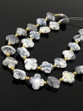 Dendrite Beads - Flower Shape, Gemstone Beads, Jewelry Supplies forJewelry Making, Bulk Beads, 8" Strand