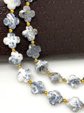 Dendrite Beads - Flower Shape, Gemstone Beads, Jewelry Supplies forJewelry Making, Bulk Beads, 8" Strand